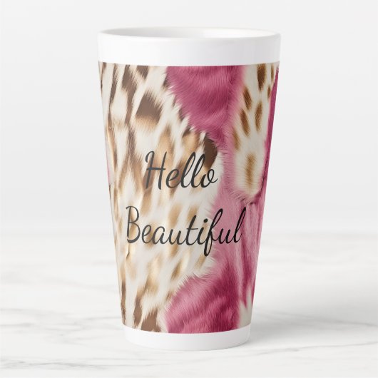 Stijlvolle Girly Roze Wit Goud Zebra Latte Mok (Voorkant)