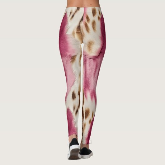 Stijlvolle Girly Roze Wit Goud Zebra Leggings (Achterkant)