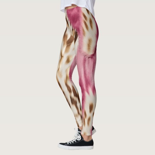 Stijlvolle Girly Roze Wit Goud Zebra Leggings (Links)