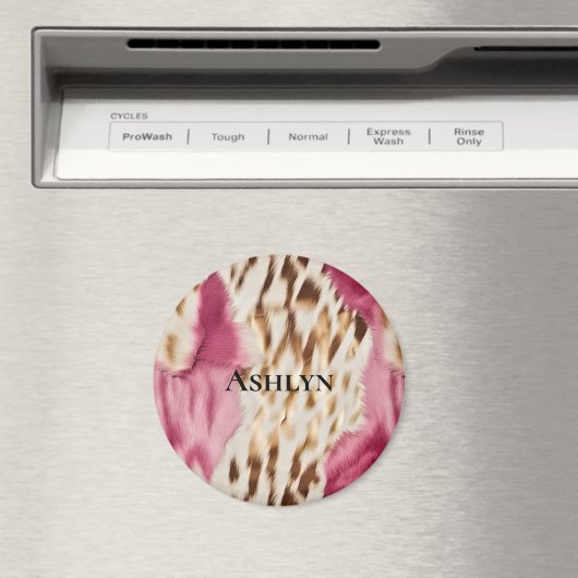 Stijlvolle Girly Roze Wit Goud Zebra Magneet (Insitu (Vaatwasser))