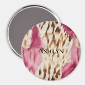 Stijlvolle Girly Roze Wit Goud Zebra Magneet (Voorkant / Achterkant)