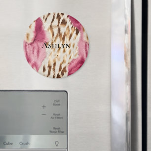 Stijlvolle Girly Roze Wit Goud Zebra Magneet
