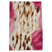 Stijlvolle Girly Roze Wit Goud Zebra Medium Cadeauzakje (Achterkant)