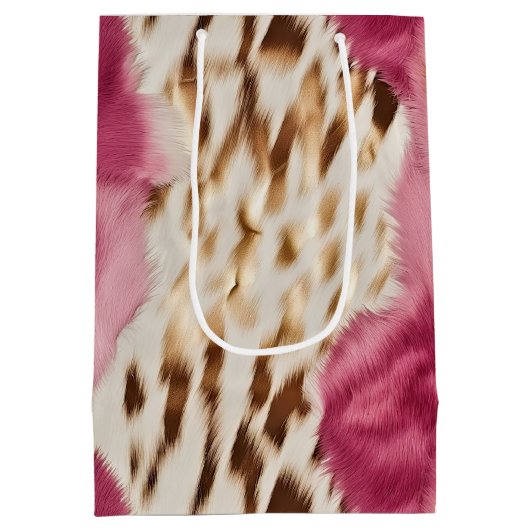 Stijlvolle Girly Roze Wit Goud Zebra Medium Cadeauzakje (Achterkant)