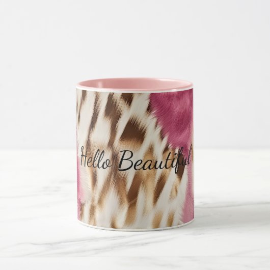 Stijlvolle Girly Roze Wit Goud Zebra Mok (Midden)