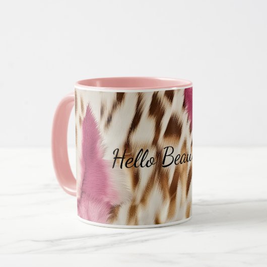 Stijlvolle Girly Roze Wit Goud Zebra Mok (Voorkant links)