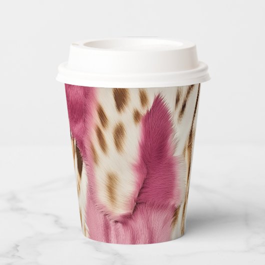 Stijlvolle Girly Roze Wit Goud Zebra Papieren Bekers (Achterkant)