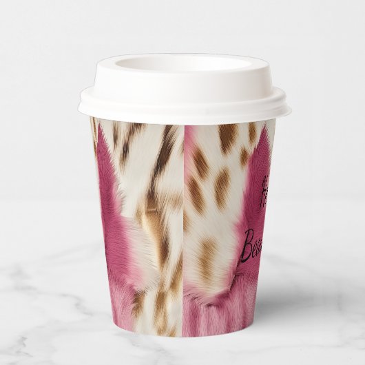 Stijlvolle Girly Roze Wit Goud Zebra Papieren Bekers (Rechts)