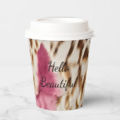 Stijlvolle Girly Roze Wit Goud Zebra Papieren Bekers (Voorkant)