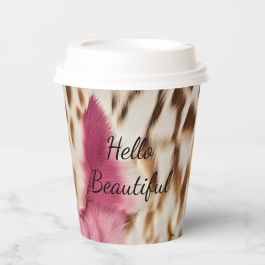 Stijlvolle Girly Roze Wit Goud Zebra Papieren Bekers (Voorkant)