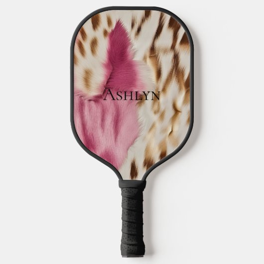 Stijlvolle Girly Roze Wit Goud Zebra Pickleball Paddle (Voorkant)