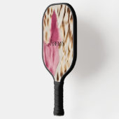 Stijlvolle Girly Roze Wit Goud Zebra Pickleball Paddle (Links)