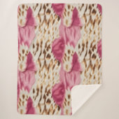 Stijlvolle Girly Roze Wit Goud Zebra Sherpa Deken (Voorkant)