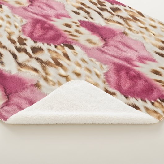 Stijlvolle Girly Roze Wit Goud Zebra Sherpa Deken (3/4)
