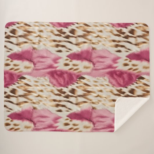 Stijlvolle Girly Roze Wit Goud Zebra Sherpa Deken (Voorkant (horizontaal))