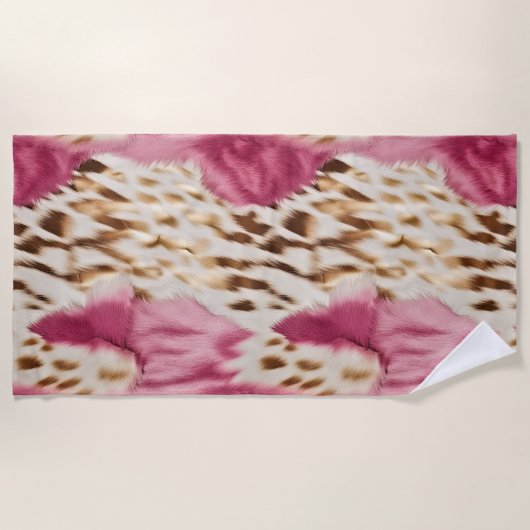 Stijlvolle Girly Roze Wit Goud Zebra Strandlaken (Voorkant)