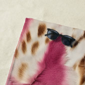 Stijlvolle Girly Roze Wit Goud Zebra Strandlaken (In situ)