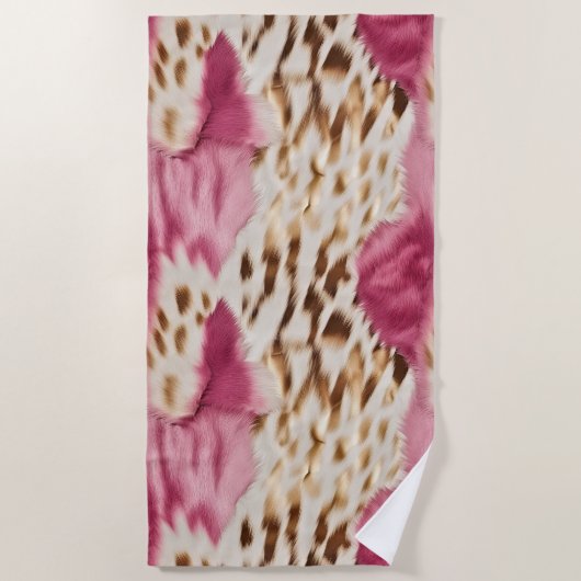 Stijlvolle Girly Roze Wit Goud Zebra Strandlaken (Voorkant)