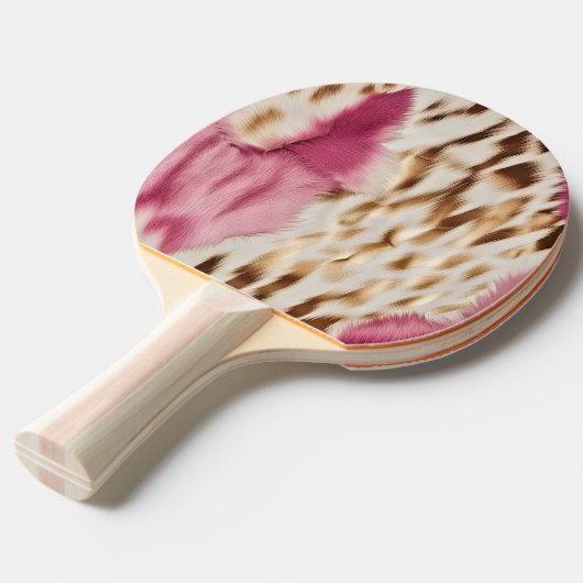 Stijlvolle Girly Roze Wit Goud Zebra Tafeltennisbatje (Voorkant Gekanteld)