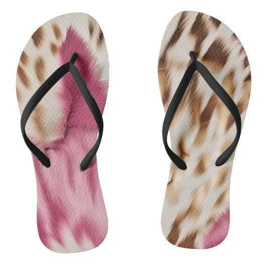 Stijlvolle Girly Roze Wit Goud Zebra Teenslippers (Voetbed)