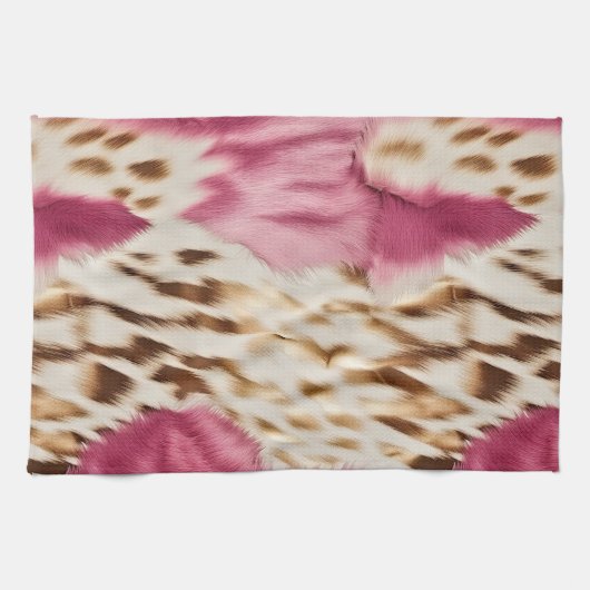 Stijlvolle Girly Roze Wit Goud Zebra Theedoek (Horizontaal)