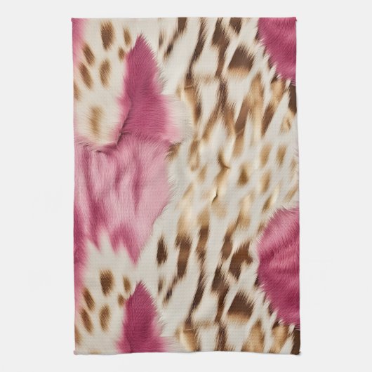 Stijlvolle Girly Roze Wit Goud Zebra Theedoek (Verticaal)