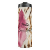 Stijlvolle Girly Roze Wit Goud Zebra Thermosbeker (Voorkant)