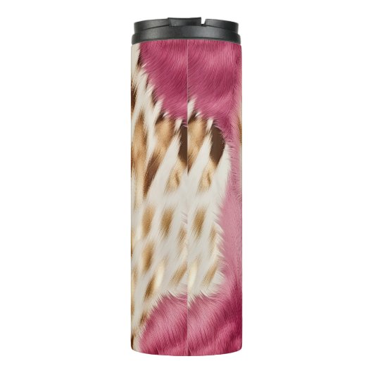 Stijlvolle Girly Roze Wit Goud Zebra Thermosbeker (Achterkant)