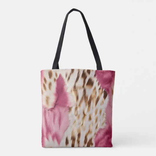 Stijlvolle Girly Roze Wit Goud Zebra Tote Bag (Achterkant)
