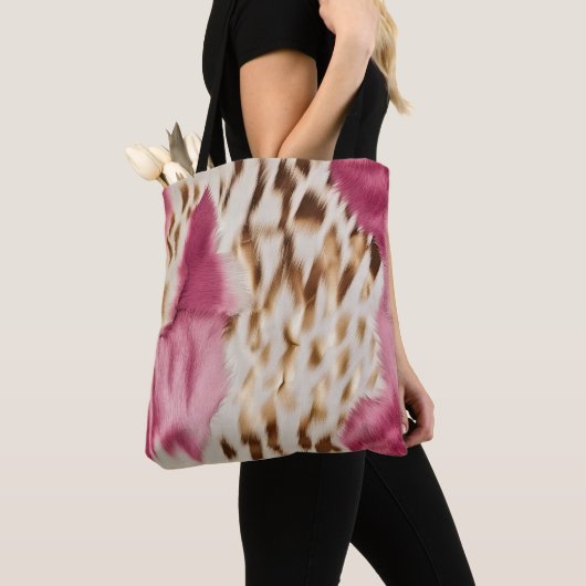 Stijlvolle Girly Roze Wit Goud Zebra Tote Bag (Dichtbij)