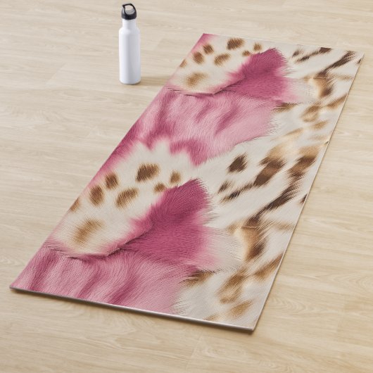 Stijlvolle Girly Roze Wit Goud Zebra Yogamat (In situ)