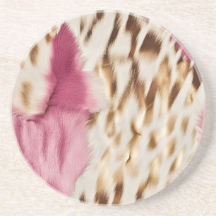 Stijlvolle Girly Roze Wit Goud Zebra Zandsteen Onderzetter