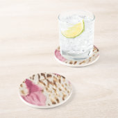 Stijlvolle Girly Roze Wit Goud Zebra Zandsteen Onderzetter (Zijkant)