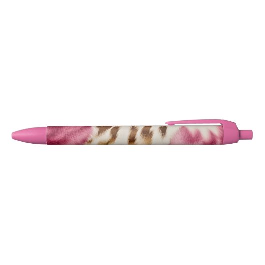 Stijlvolle Girly Roze Wit Goud Zebra Zwarte Inkt Pen (Bovenkant)