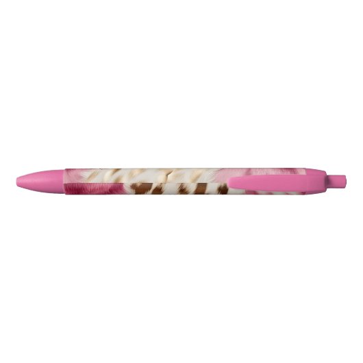 Stijlvolle Girly Roze Wit Goud Zebra Zwarte Inkt Pen (Achterkant)