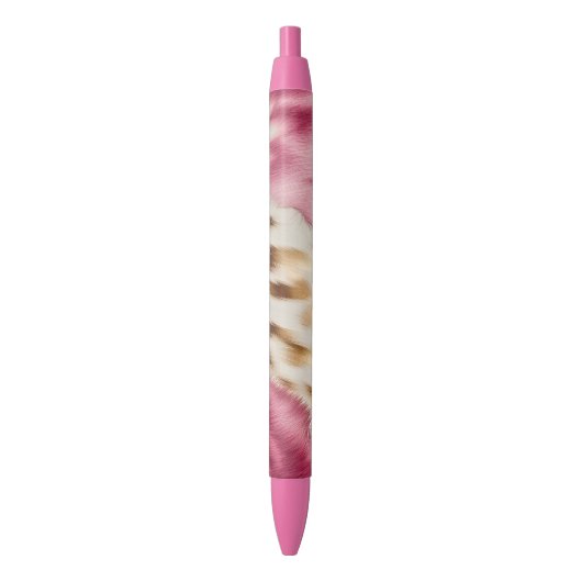 Stijlvolle Girly Roze Wit Goud Zebra Zwarte Inkt Pen (Voorkant Verticaal)