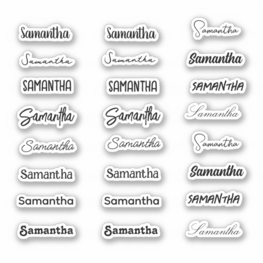 Stijlvolle Girly Trendy Voornaam Set van 24 Letter Sticker (Voorkant)
