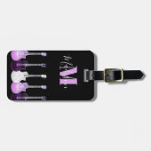 Stijlvolle gitaar roze en zwart monogram bagagelabel (Voorkant horizontaal)