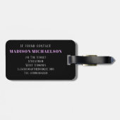 Stijlvolle gitaar roze en zwart monogram bagagelabel (Achterkant horizontaal)