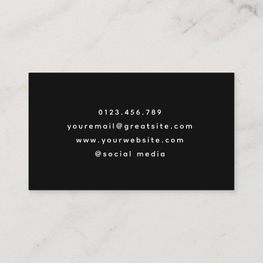 Stijlvolle gitaarmuzikant Minimal Black and White Visitekaartje (Achterkant)