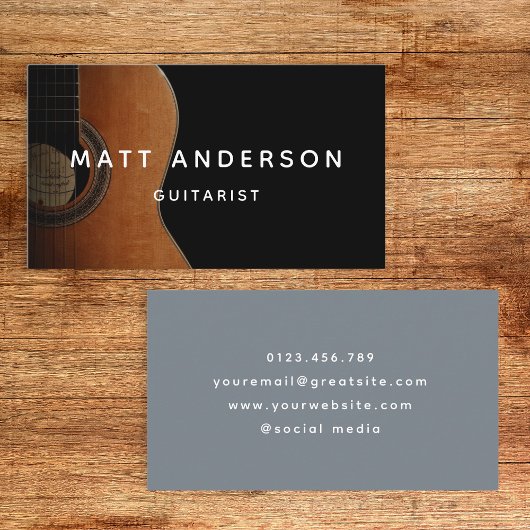 Stijlvolle gitaarmuzikant Minimal Blue Visitekaartje
