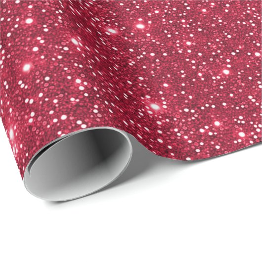 Stijlvolle Glam Deep Red Sparkling Faux Glitter Pa Cadeaupapier (Rol Hoek)
