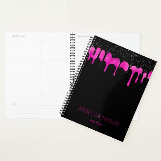 Stijlvolle Glam Driving Glitter Black Hot Pink-naa Planner (Display)