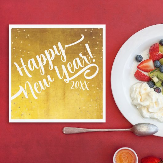 Stijlvolle Glam Gouden Nieuwjaar Script Party Servet
