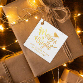 Stijlvolle Glam Kerstvogel Typo Merry And Bright Bedankjes Labels