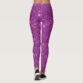 Stijlvolle Glam Magenta Paarse Sparkle Glitter Par Leggings (Achterkant)