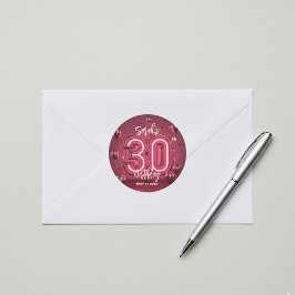 Stijlvolle Glam Neon Fuchsia Roze 30e verjaardag Ronde Sticker