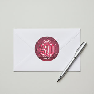 Stijlvolle Glam Neon Fuchsia Roze 30e verjaardag Ronde Sticker
