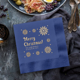 Stijlvolle Glam Retro Blauwe Kerstmis Sneeuwvlok  Folie Servetten