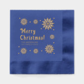 Stijlvolle Glam Retro Blue Merry Christmas Snowfla Folie Servetten (Voorkant)